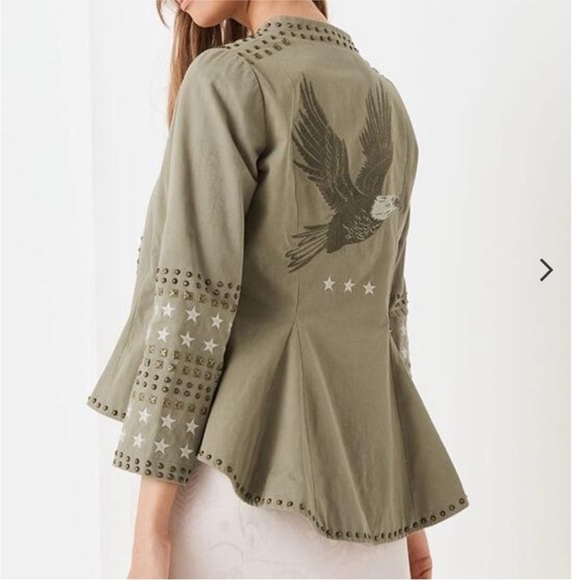 Spell and the Gypsy Collective Eagleback Matinee Jacket NWT KHAKI ARMY GREEN S - Picture 3 of 16